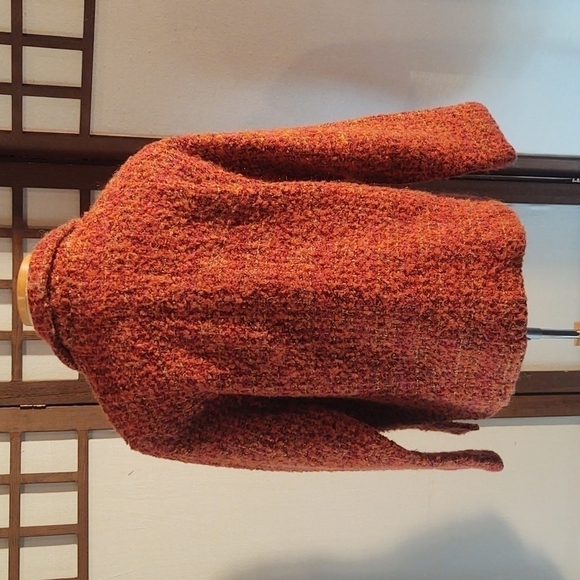 Chico's Lightweight Burt Orange Tweed Knit Cardigan Jacket Sz 1 - Picture 6 of 8